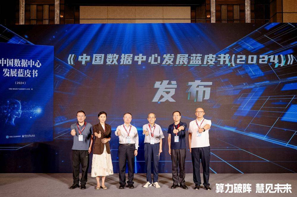 《中国数据中心发展蓝皮书（2024）》发布  从左到右：李崇辉、蔡红戈、王继业、王智玉、黄群骥、王建民